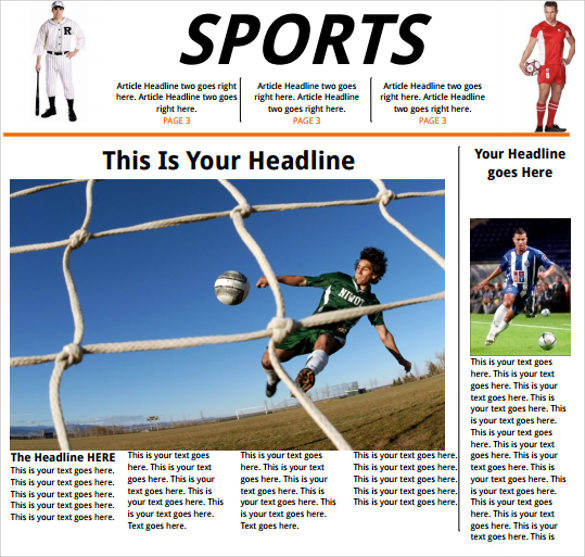 sports newspaper template