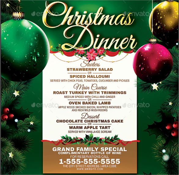 christmas dinner menu template