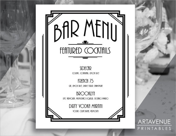 Printable Bar Menu Template Prntbl concejomunicipaldechinu gov co