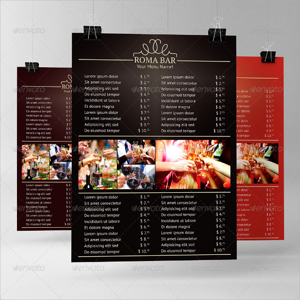 elegant bar menu template1