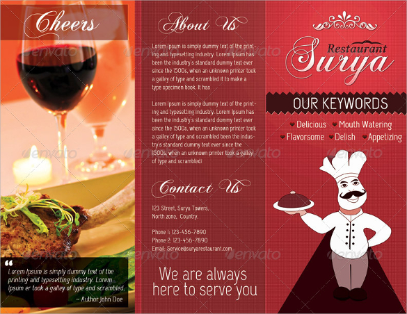 trifold menu card template