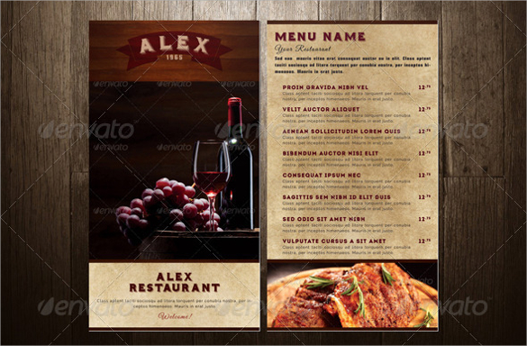 fantastic bar menu card template