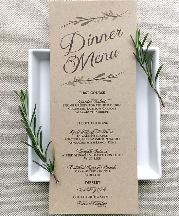 Menu Template Free Printable