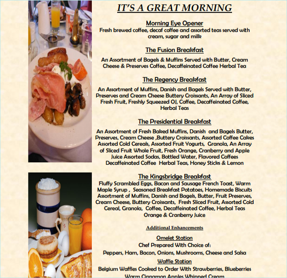Banquet Menu Template Free