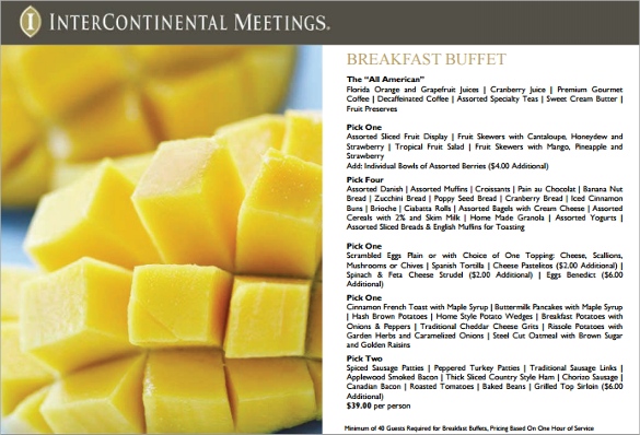 banquet set menu free download in pdf