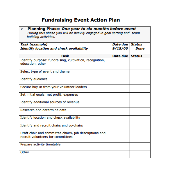 fundraising event action planning free download in pdf