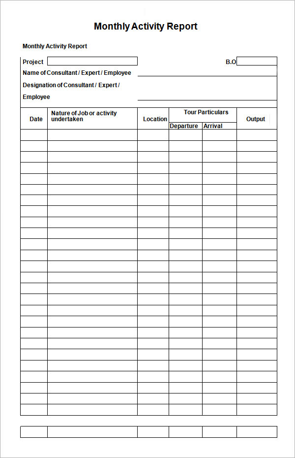 1 2 monthly activity schedule report 1 11