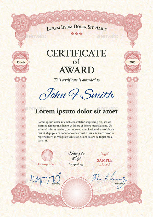 Award Certificate Template Psd 4698