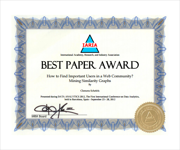 creative award certificate template