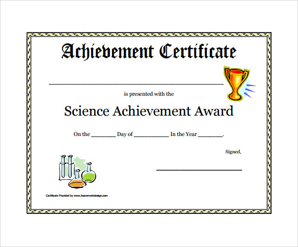 science achievement award certificate template