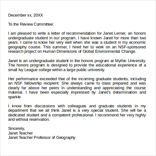 letter of recommendation for graduate school download