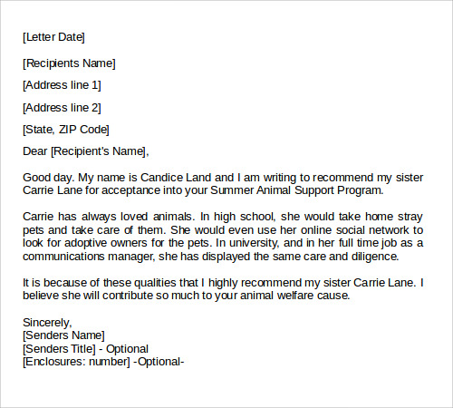 Cover letter seeking summer employment