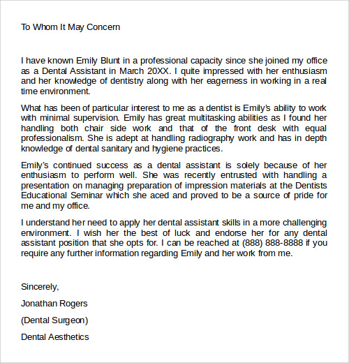 Reference Letter Example Recommendation Letter Sample