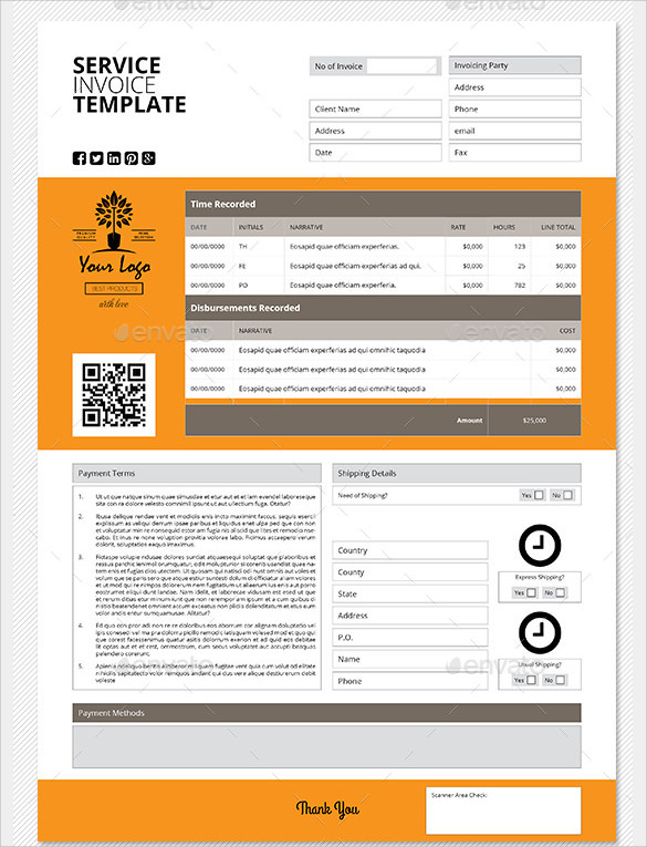 service invoice psd download