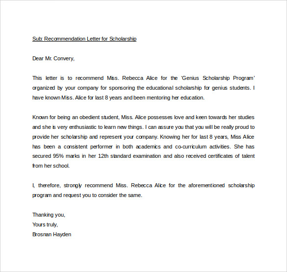 Examples of letter of recommendation for college application