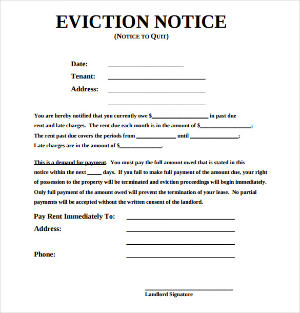 sample eviction notice form