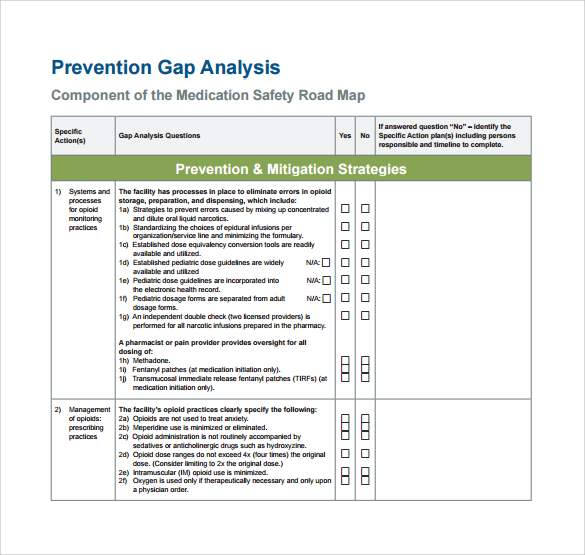 prevention gap analysis template