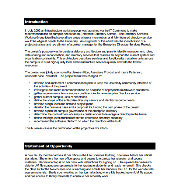 business case proposal pdf template free download