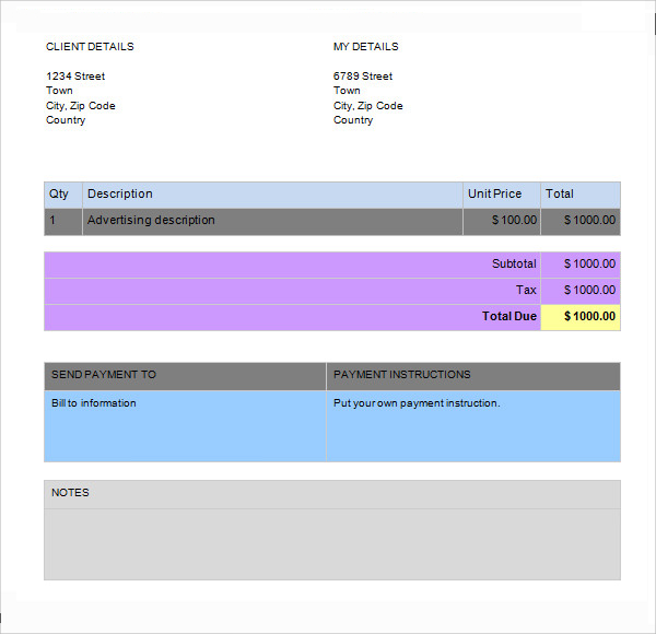 sample business invoice template