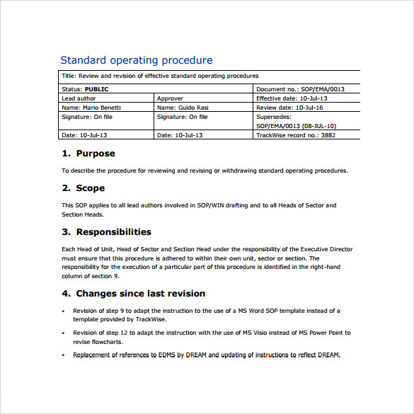 Sales Sop Template