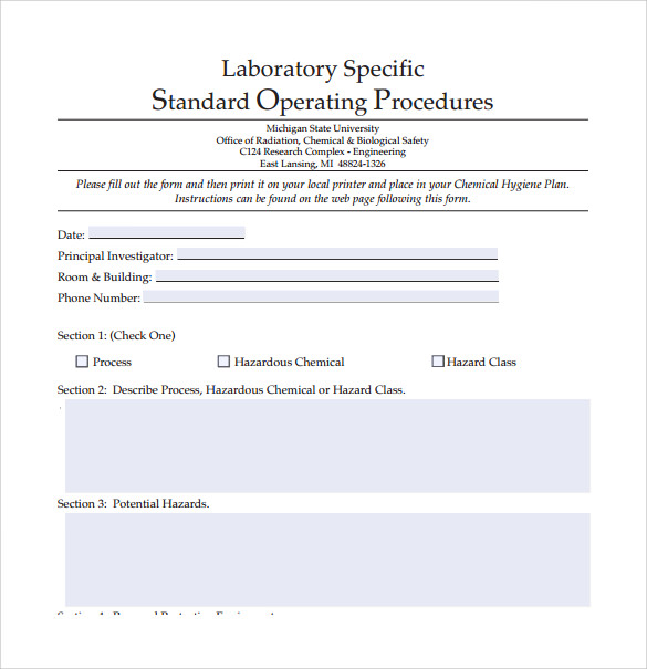 laboratory standard sop template
