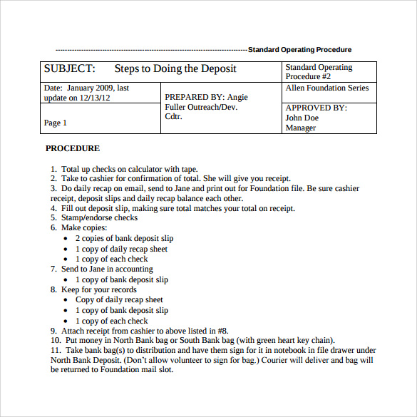 Standard Operating Procedure Template Free from images.sampletemplates.com