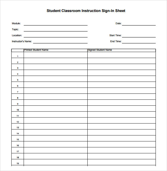 sign in sheet template pdf