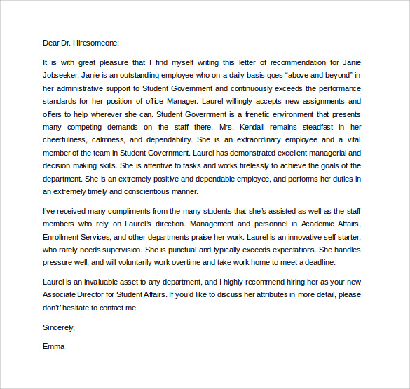 examples of letter of recommendation sample letter of letters of ...