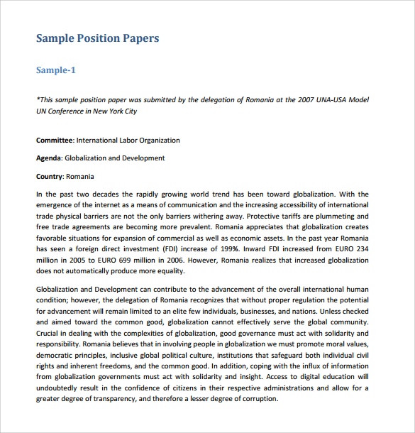 position paper example high school