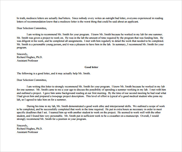 sample letter of recommendation for student free download 