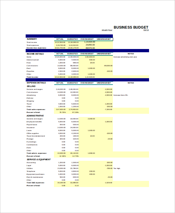 free business budget worksheet1