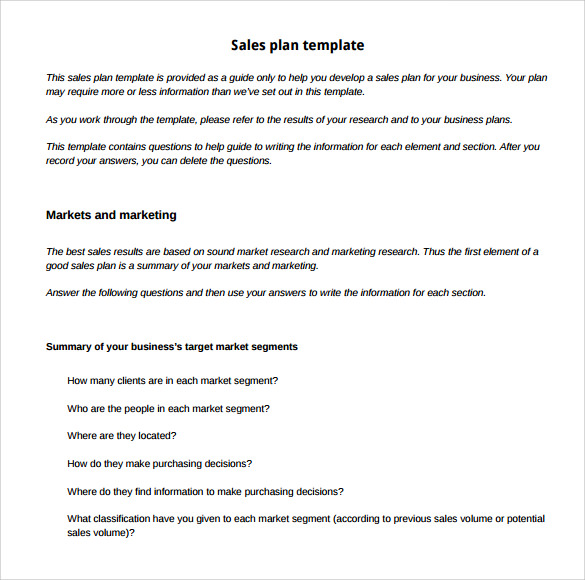 sales plan template download