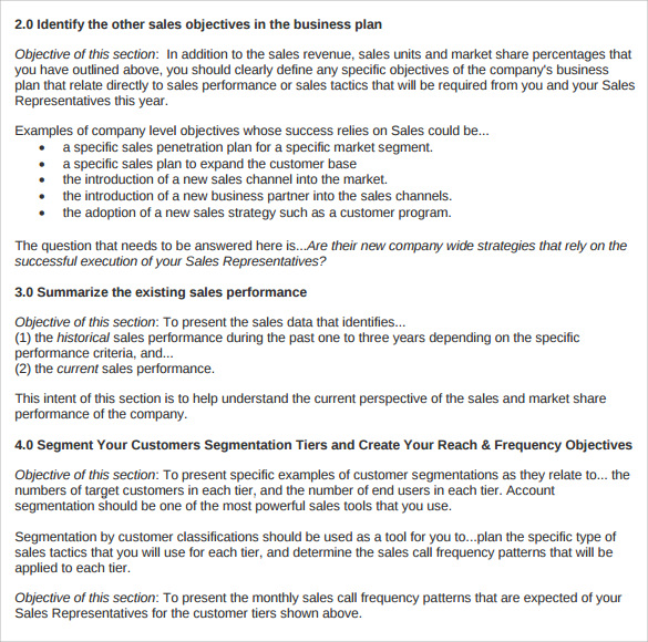 sales planning template