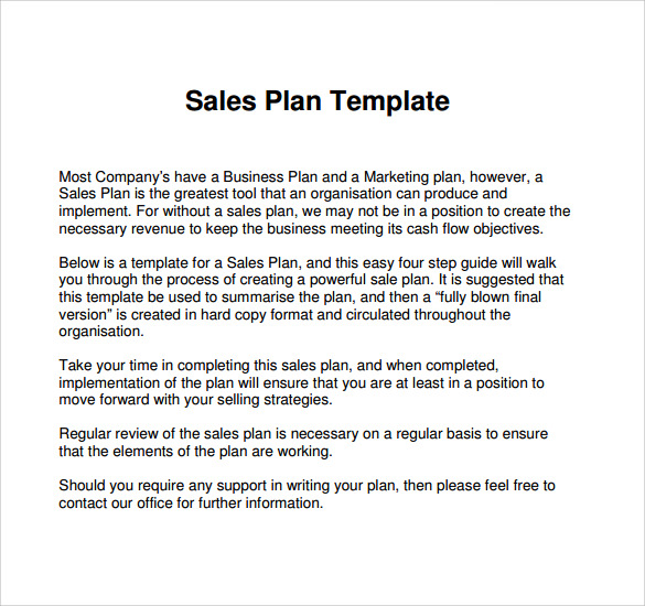 how to write a business plan for sales