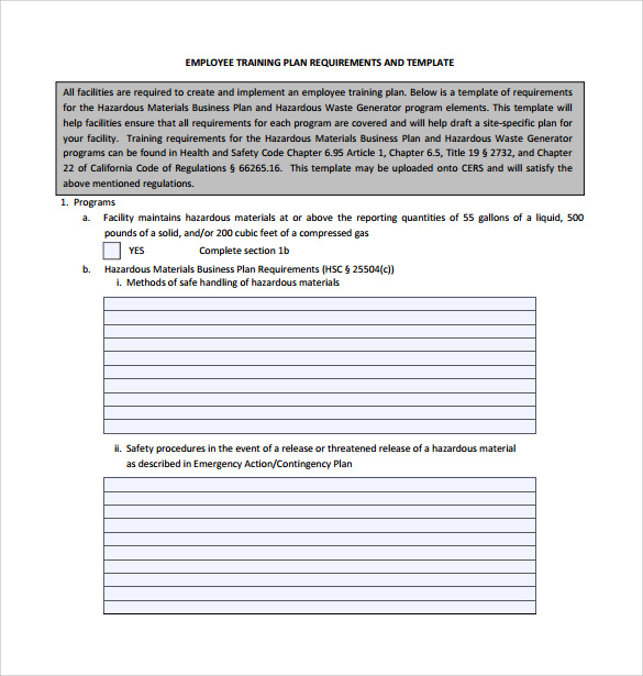 Training Plan Template Doc