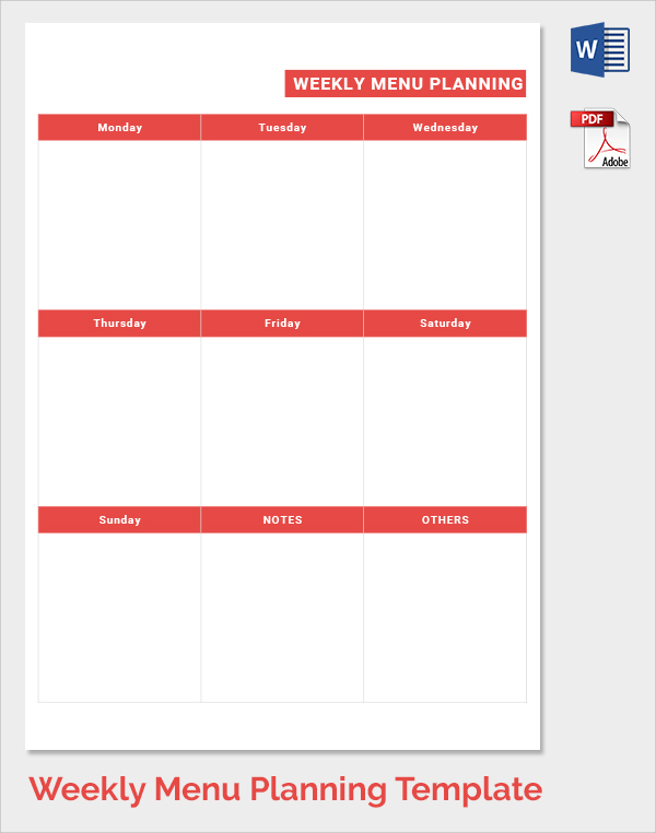 weekly menu planning template