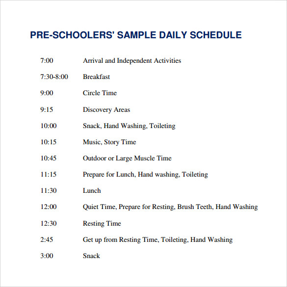 FREE 24+ Printable Daily Schedule Templates in PDF | Google Docs ...