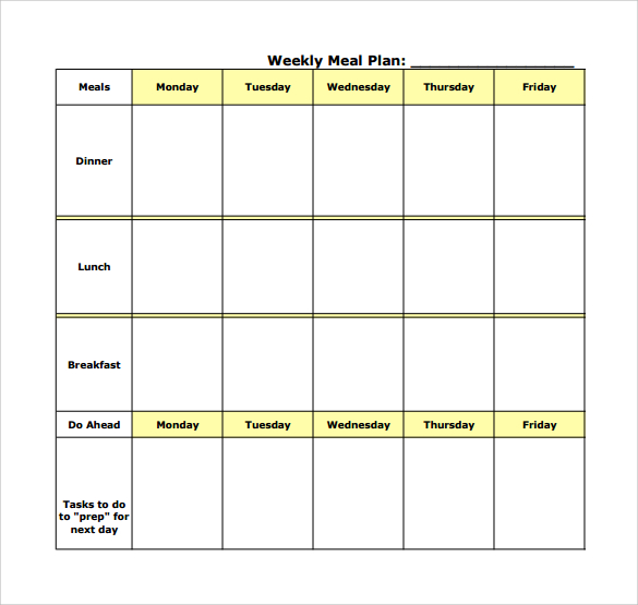 printable weekly meal planner template pdf