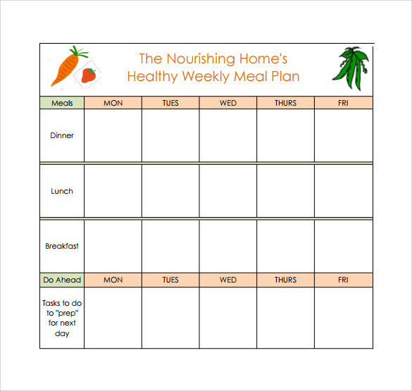 healthy weekly meal planning template