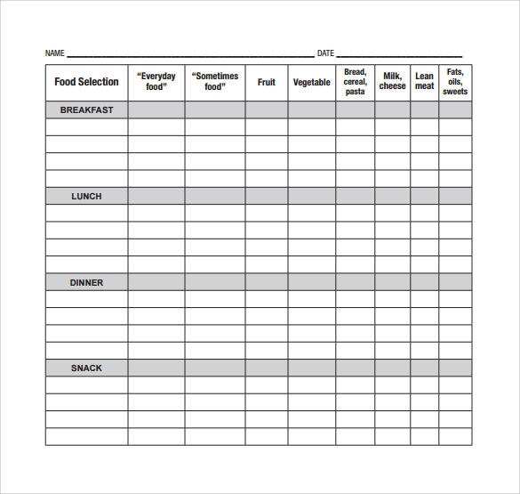 meal planning worksheet template
