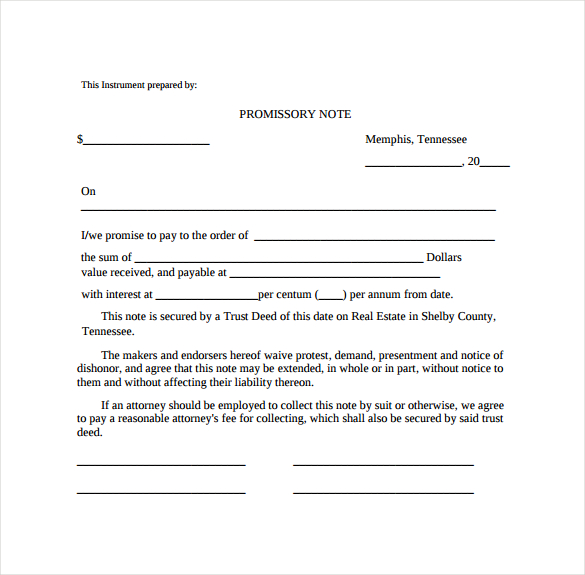 Employee Promissory Note Template