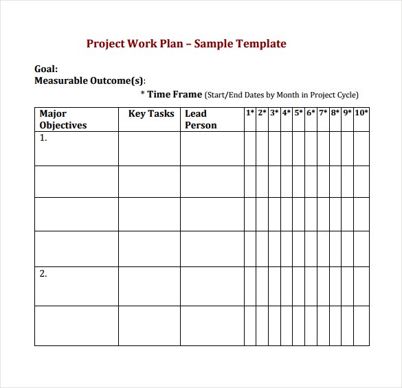 Project Work Plan Template