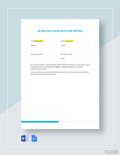 30 day no cause eviction notice template