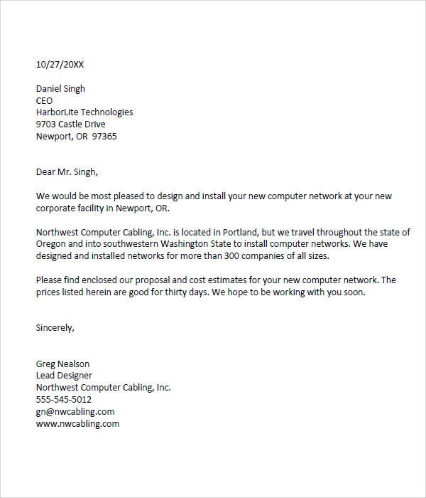 business proposal letter template