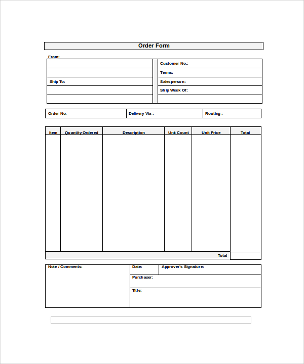 order form word template