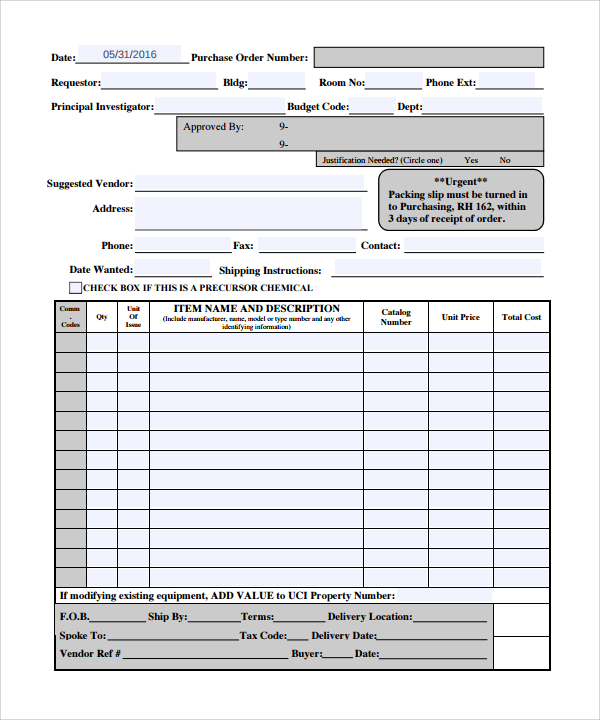 Order Form Template Free Download