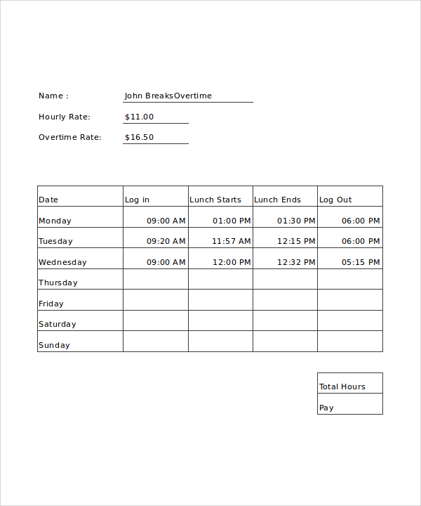 Free 10 Prinatable Overtime Calculator Templates In Pdf Ms Word Excel