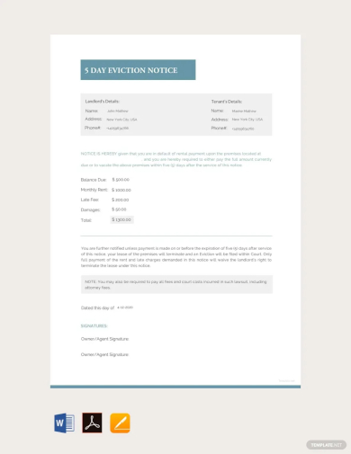 5 day eviction notice template