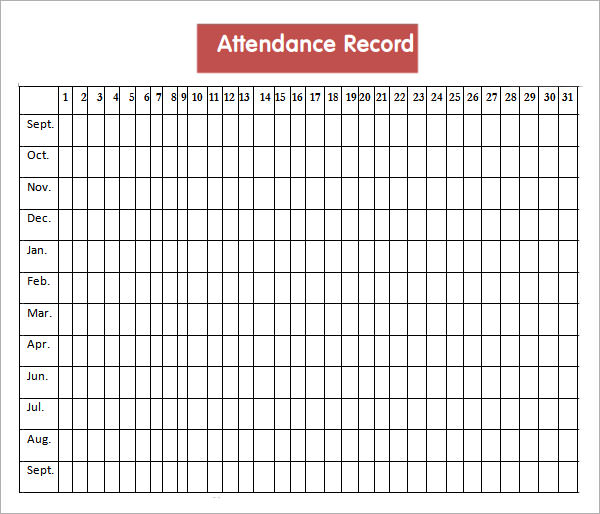 attendance record template