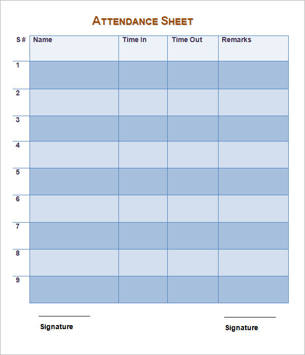 attendance sheet1